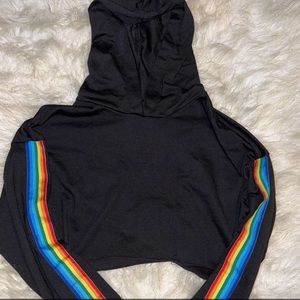 Size S long sleeve crop sweater with hood very light weight